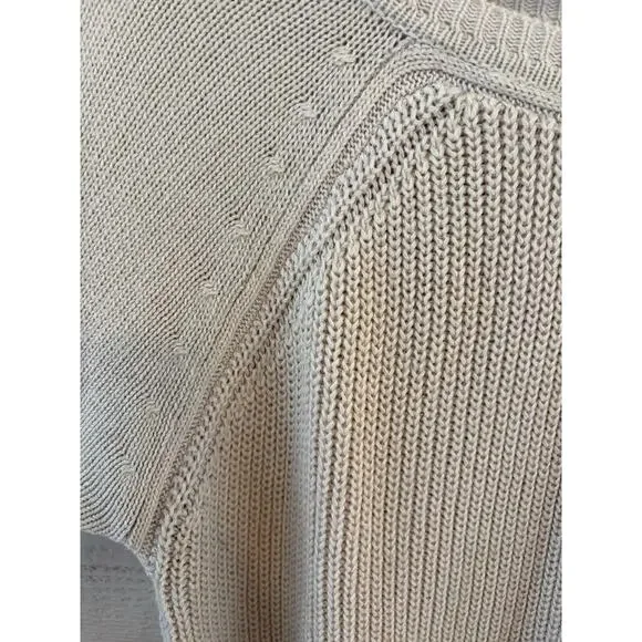 RD Style Cream Knit Sweater Large Chunky Cotton Blend Boho Pullover Raglan - Picture 4 of 8